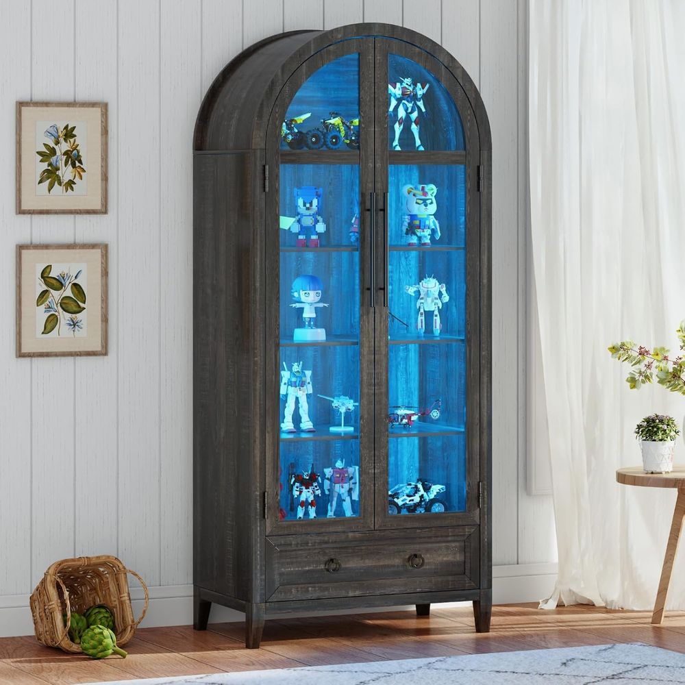 Glass Cabinet Display - 73-Zoll Vitrine mit gewölbtem Glas, 4