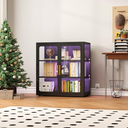 Glass Cabinet Display - Vitrine mit Glastüren und RGB-Beleuchtung für