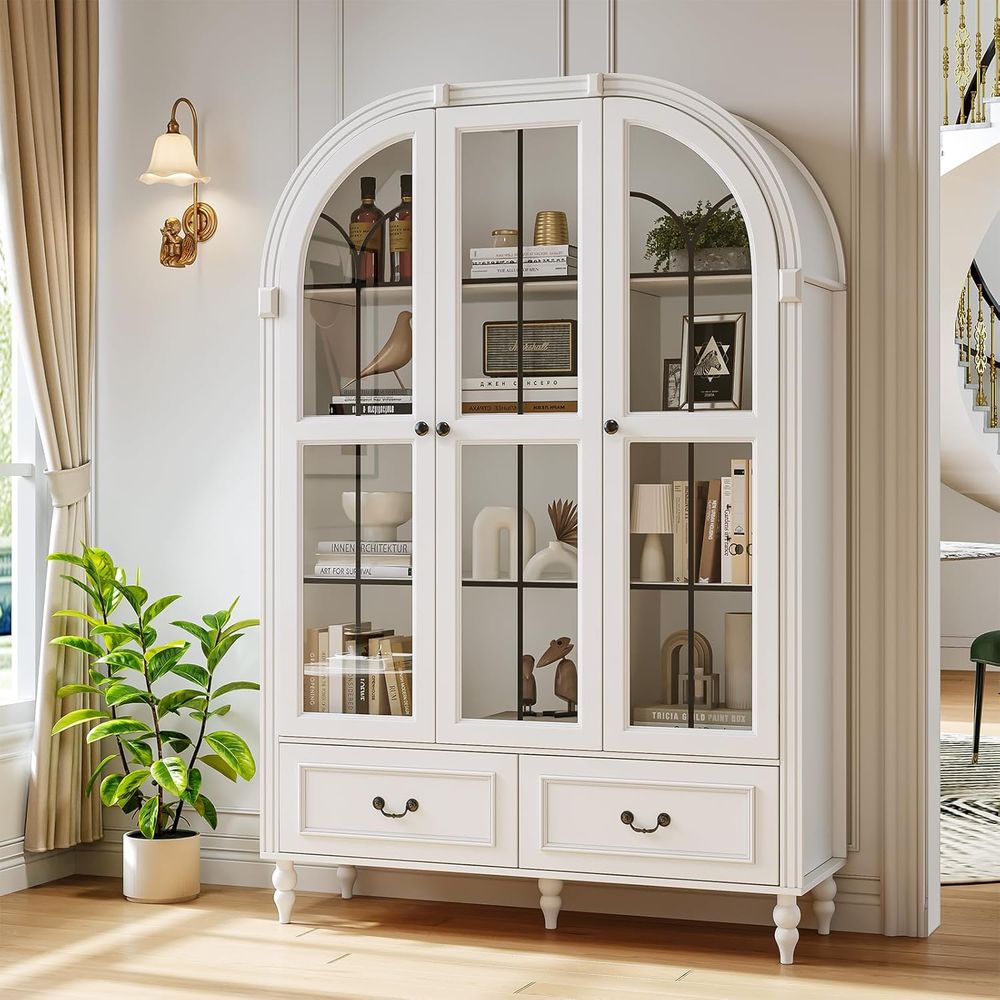 Glass Cabinet Display - 70,8 Zoll hoher, gewölbter Küchenschrank, großer