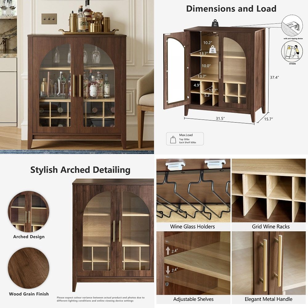 Glass Cabinet Display - Hoher Aufbewahrungsschrank mit Gerillten Glasfronten, Holz-Küchenschrank
