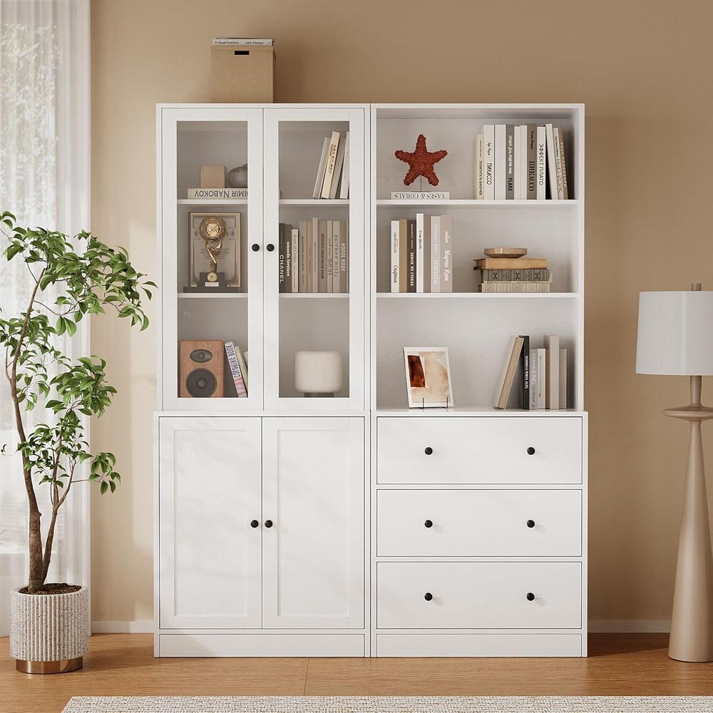 Glass Cabinet Display - 71 Zoll hohes Bücherregal mit Stauraum,