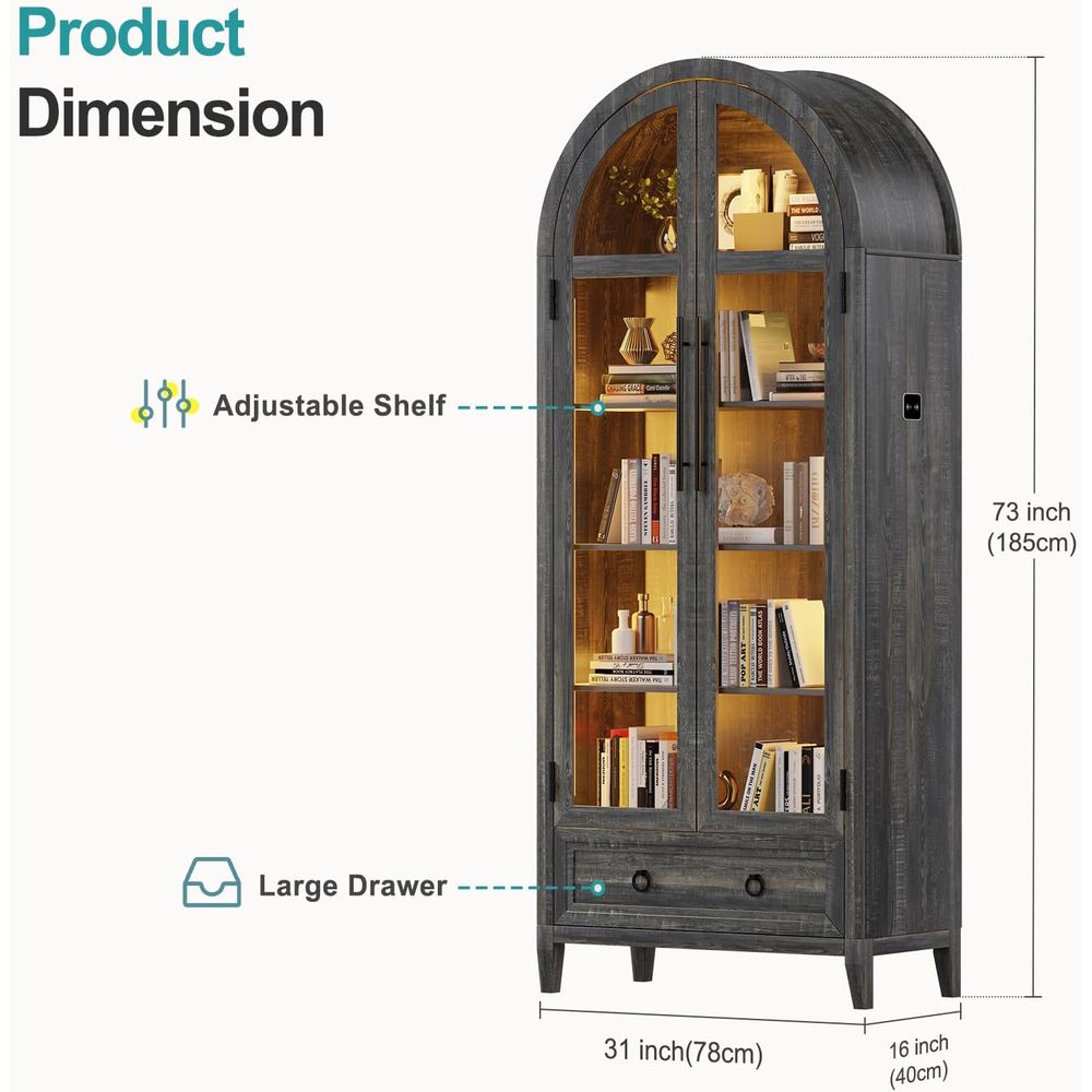 73-Zoll Vitrine mit gewölbtem  – Glass Cabinet Display Bewertung und Preis
