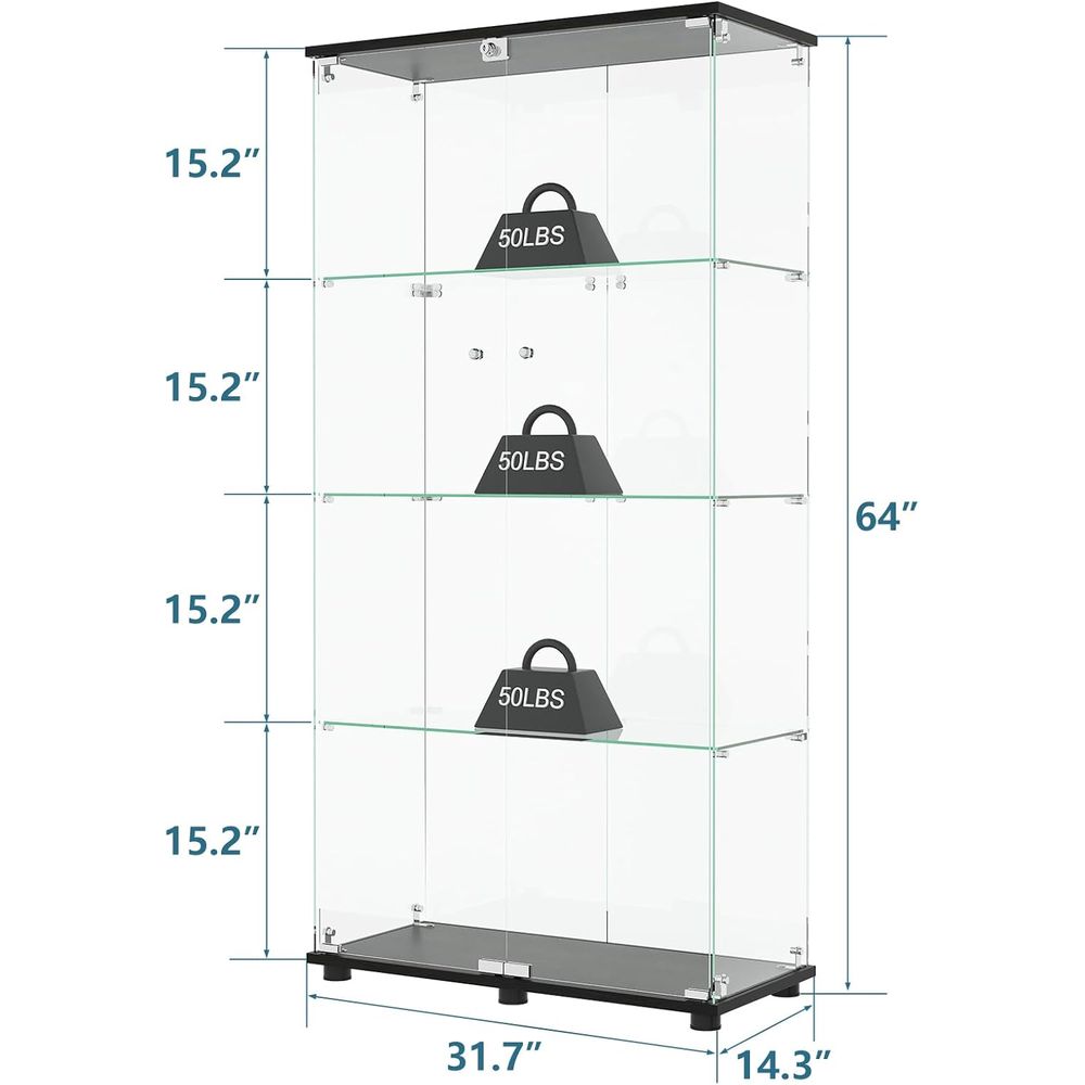 Glasvitrine mit 4 Regalen, Dop – Glass Cabinet Display Bewertung und Preis
