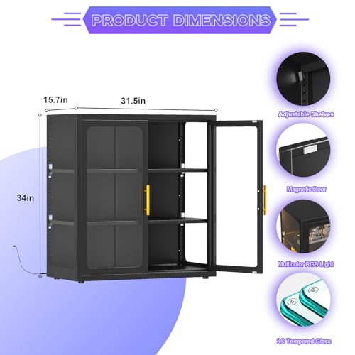 Vitrine mit Glastüren und RGB- – Glass Cabinet Display Bewertung und Preis