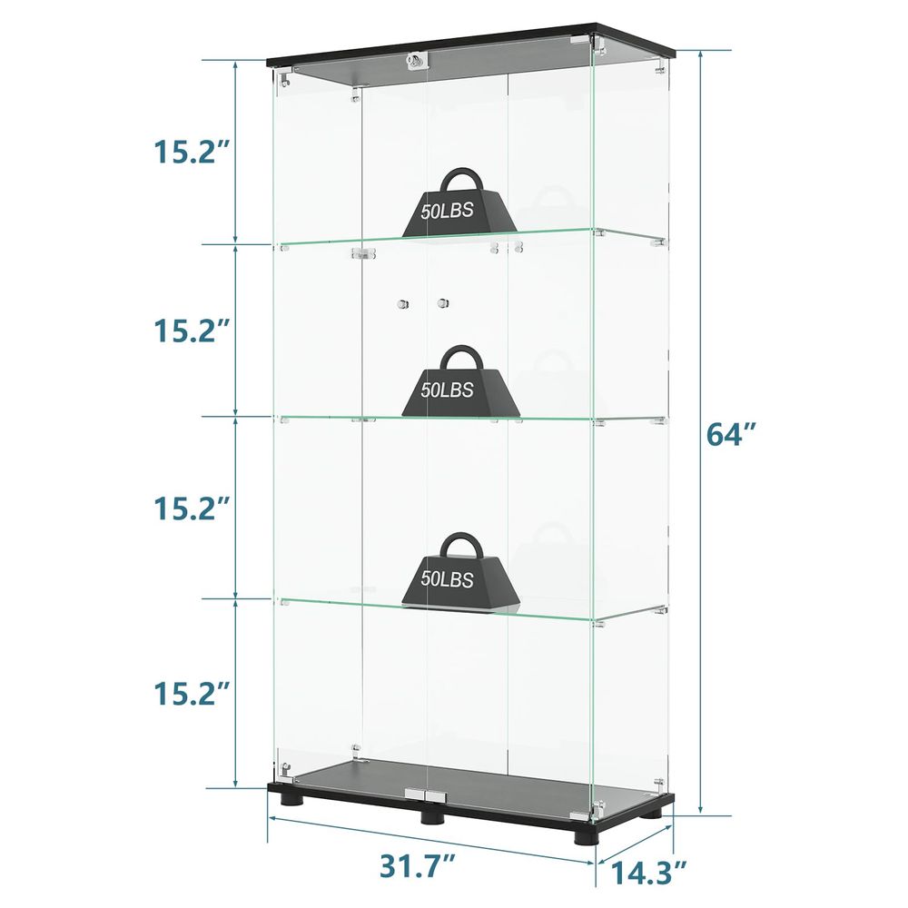 Vitrine mit 4 Regalen, Doppelt – Glass Cabinet Display Bewertung und Preis