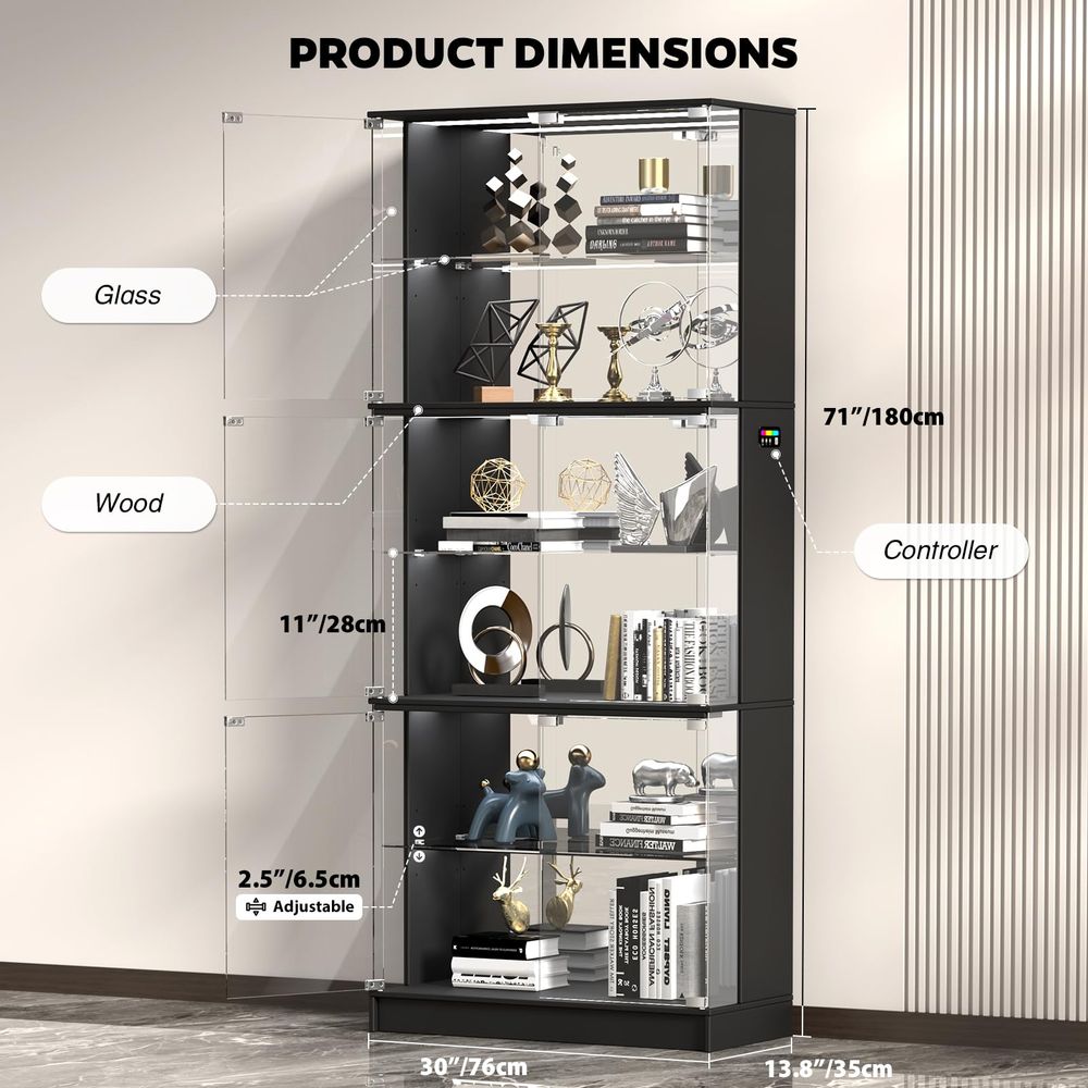 Vitrine mit Glastüren, 6-stufi – Glass Cabinet Display Bewertung und Preis
