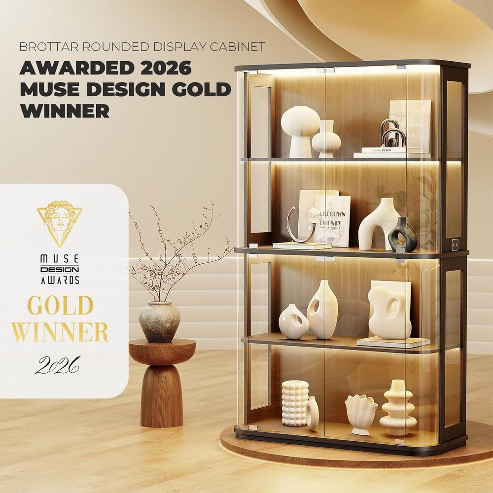 Große abgerundete Vitrine mit  – Glass Cabinet Display Bewertung und Preis
