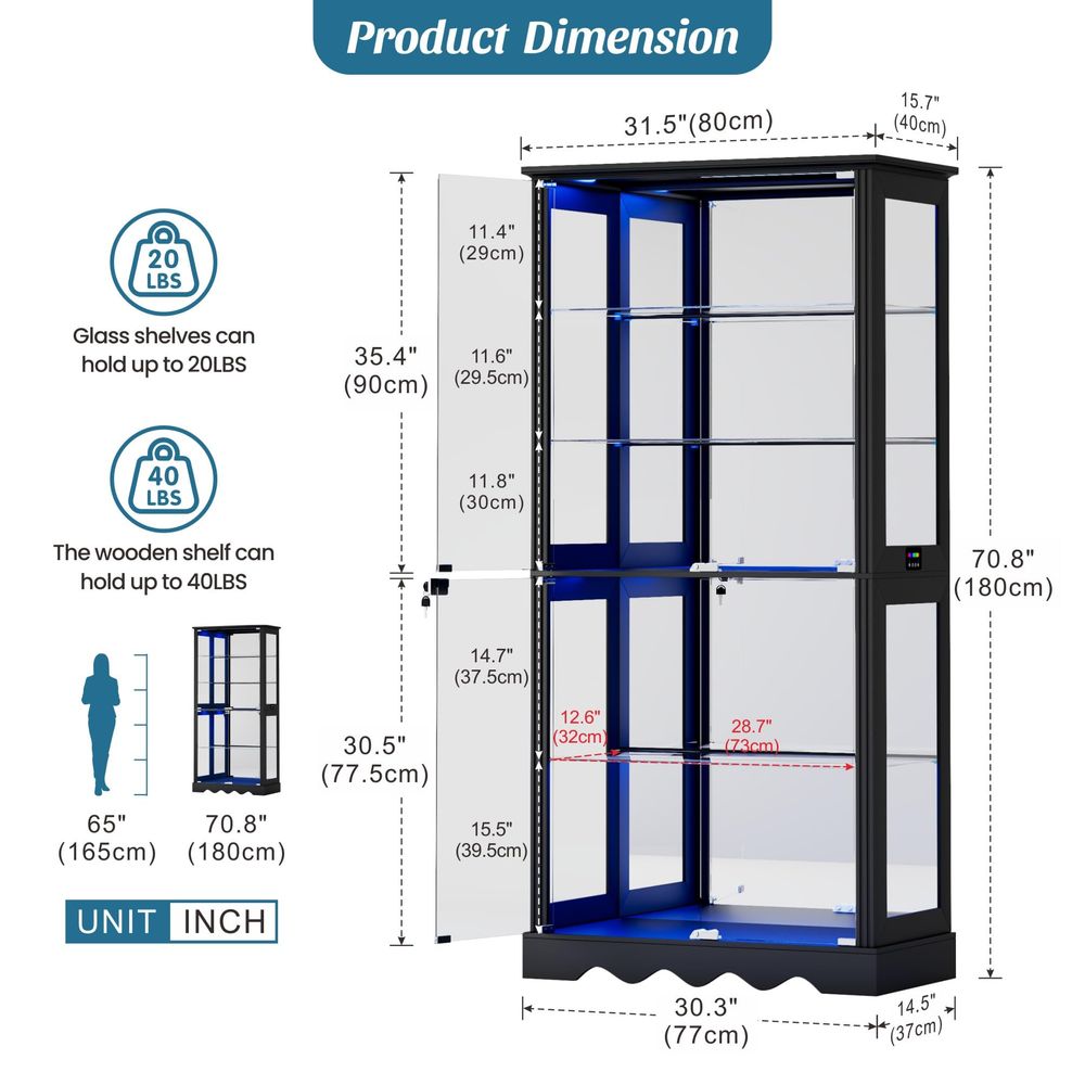 Vitrine mit Glastüren, 6-stufi – Glass Cabinet Display Bewertung und Preis